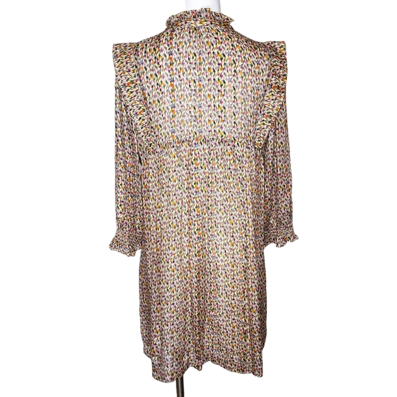 ba&sh Lady Dress Silk Metallic Multicolor Ruffles Mini Cream M - Picture 5 of 12